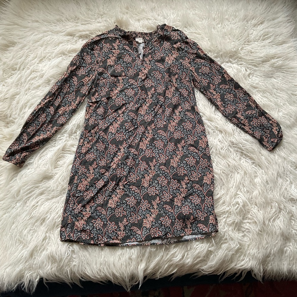 Loft Floral Paisley Smocked‎ Neck Shift Dress